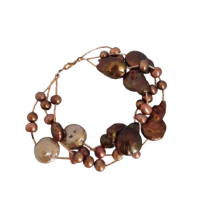 Pulsera oro perlas 3 vueltas