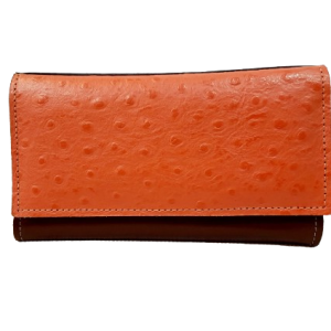 Chequera cuero naranja