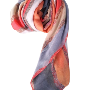 Pañuelo Italiano diseño onda coral gris