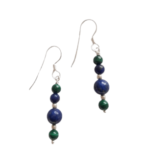 Aro plata bola lapislázuli y malaquita