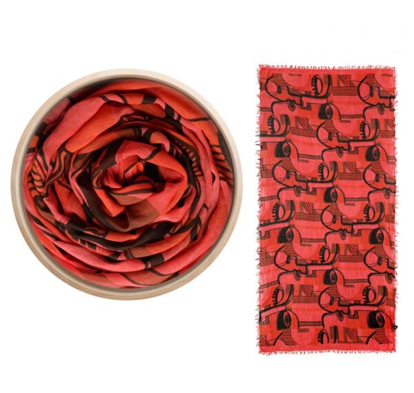 Pañuelo foulard bamboo Picasso salmón