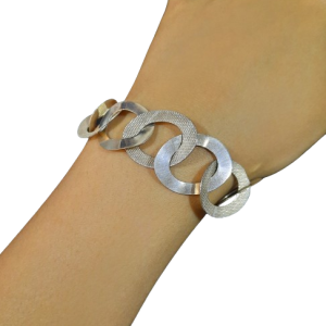 Pulsera plata óvalos iguales eslabón