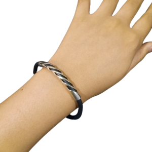 Pulsera Plata Cuero Entorchada