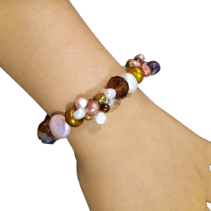 Pulsera perla de rio cristal chocolate