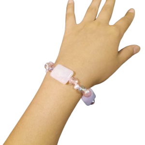Pulsera en jade y cristal rosado