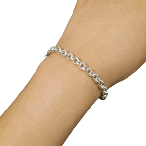 Pulsera plata argolla rolo chica