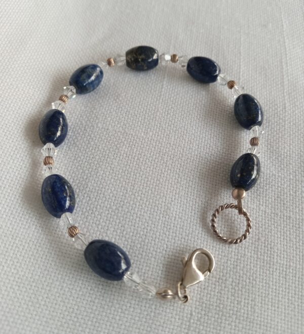 Pulsera lapislazuli plata y cristal