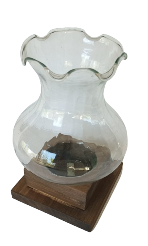 Porta vela de vidrio y madera - Imagen 2