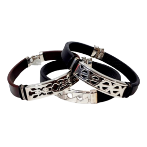 Pulseras de cuero y plata