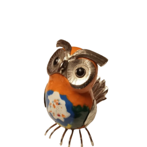 Buho en alpaca y ceramica