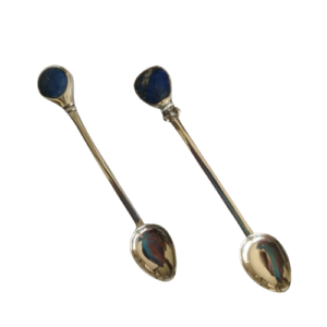 Cuchara café plata lapislazuli